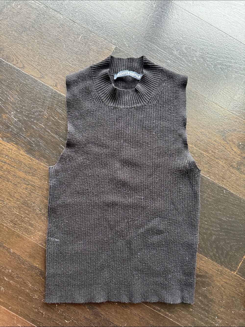 Brandy Melville Black Ribbed Sleeveless Knit Top